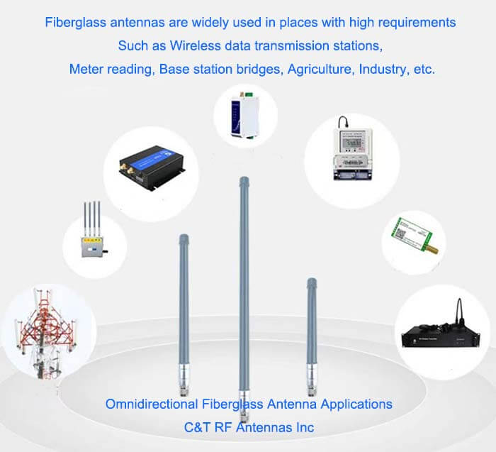 External Omni Antenna Waterproof Fiberglass Antenna Applications - C&T RF Antennas Inc