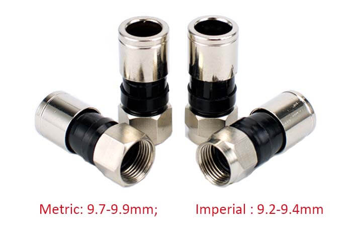 Metric and Imperial F Type Connectors For Coaxial Cable RG 6 Compression Connectors - C&T RF Antennas Inc