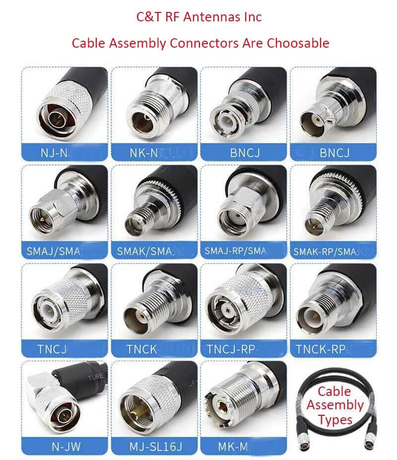 RG Cable LMR Coax Cable Assembly Types Cable Assembly Connectors Are Choosable - C&T RF Antennas Inc