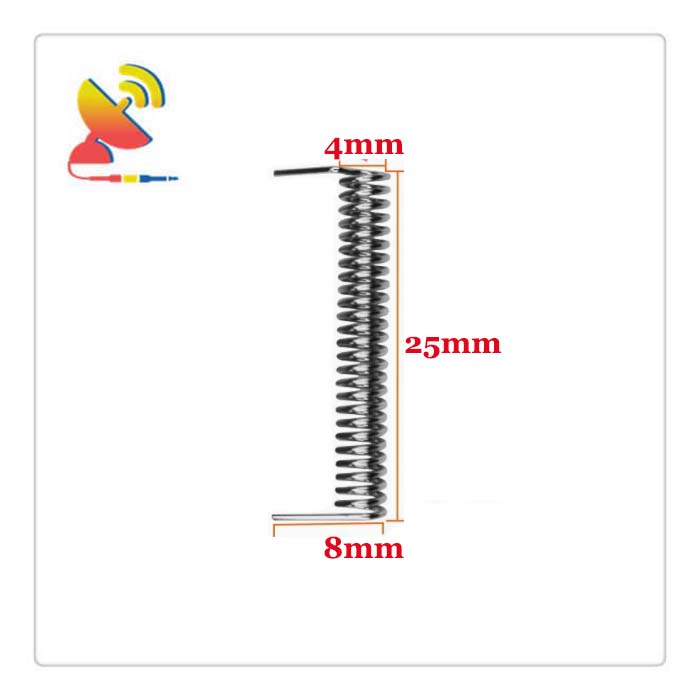 C&T RF Antennas Inc - 25x8mm 433MHz Helical Spiral Spring Remote Control Antenna Drawing