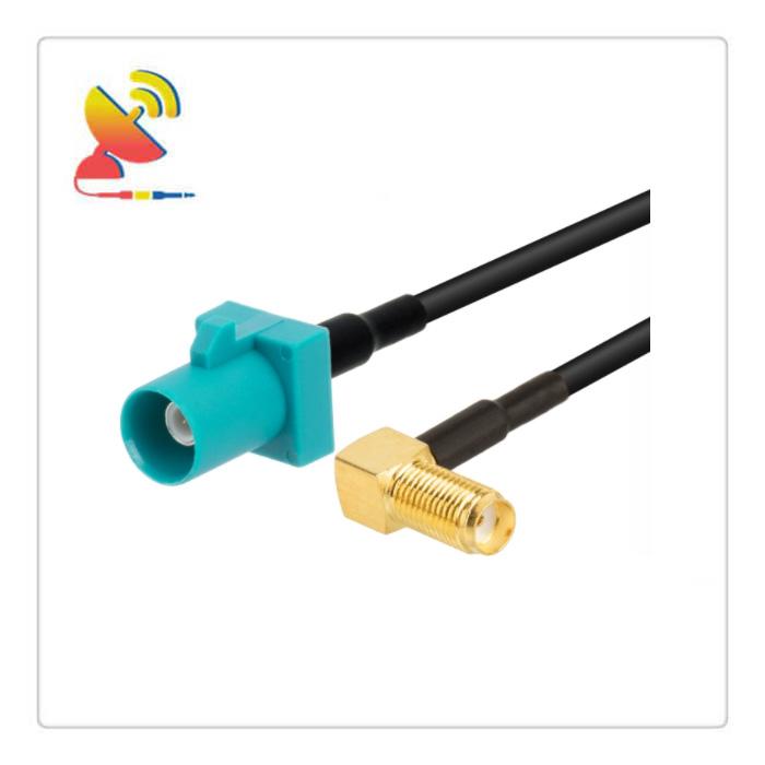 C&T RF Antennas Inc - Fakra Male To SMA Female Right-Angle Connector RG174 Cable Assembly