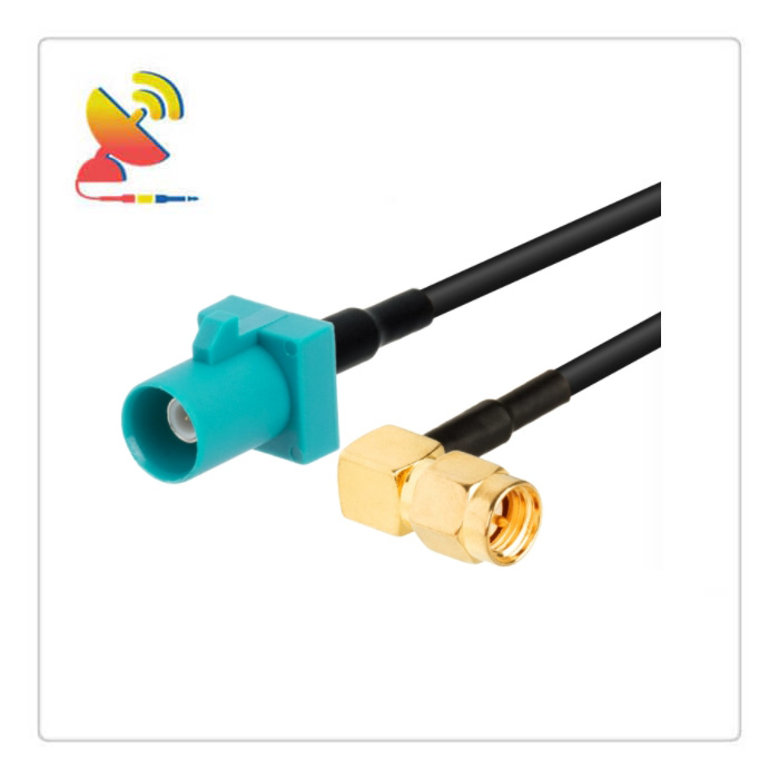 C&T RF Antennas Inc - Fakra Male To SMA Male Right-Angle Connector RG174 Coax Cable Assembly