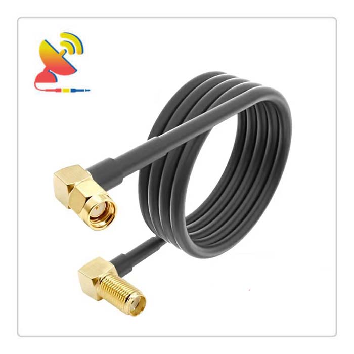 C&T RF Antennas Inc - RP-SMA Right-Angle To SMA Female Right-Angle Connector RG58 Coax Cable Assembly